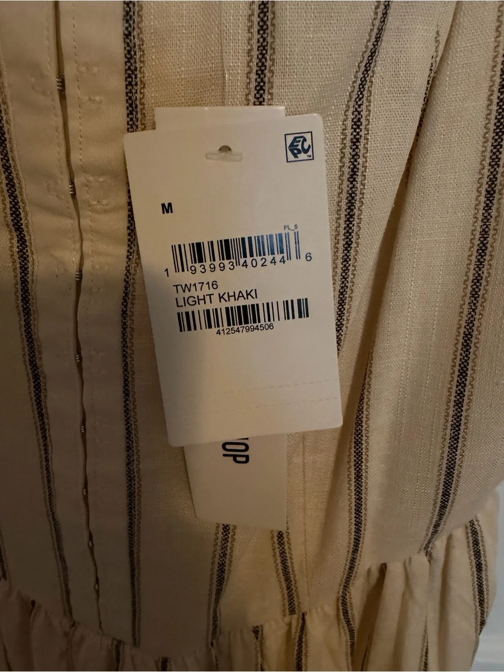 Striped Midi Dress- Light Khaki - Picture 4 of 4